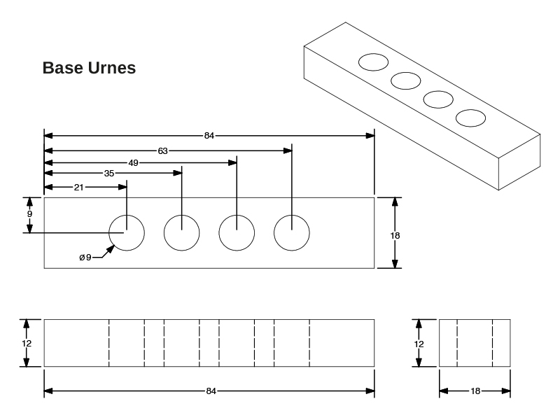 Bases urnes dessin technique - Monument urne - Les Monuments Roger Fontaine