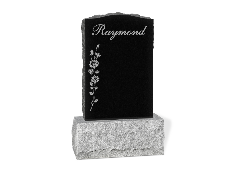 Ros401-Gw900 - Roses sur tige - Fleurs - Liatris - sur petit monument - Granites William