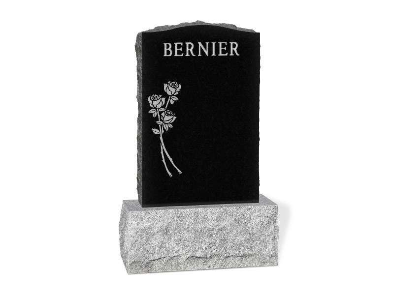 Ros923-Gw900 - Roses sur tiges - Fleurs - Liatris - sur petit monument - Granites William